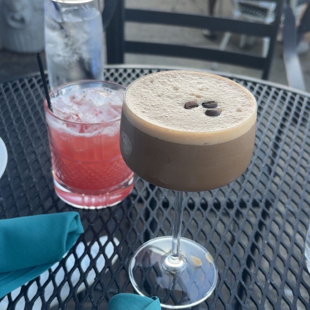 Espresso martini and pomegranate mocktail Espresso martini and pomegranate mocktail