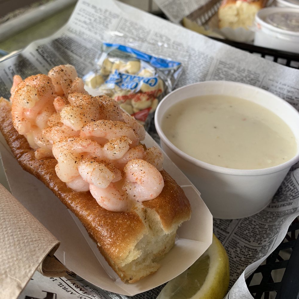 Lobster West - Shrimp Roll (big version), New England Clam Chowder - Seafood Near Me - Encinitas, California Lobster West - Shrimp Roll (big version), New England Clam Chowder - Seafood Near Me - Encinitas, California