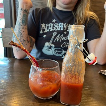 First Watch - Bloody Mary with a thick slice of bacon - Breakfast & Brunch Near Me - Jacksonville, Florida