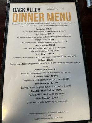 Menu photo 1 Back Alley Bishop, CA