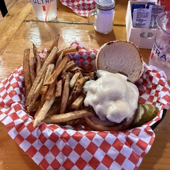Cowboy Bar and Grill - Cowboy Bar and Grill in Buffalo WY - excellent Mushroom Swiss Burger and fries! - Bars Near Me - Buffalo, Wyoming