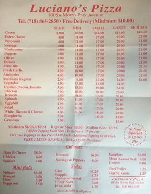 Menu photo 2 Luciano's Pizza Bronx, NY Menu photo 2 Luciano's Pizza Bronx, NY