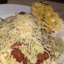 Pecan crusted chicken with fettuccine Pecan crusted chicken with fettuccine