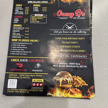 Crazy D’s Hot Chicken - Menu - American Near Me - Woodland, California