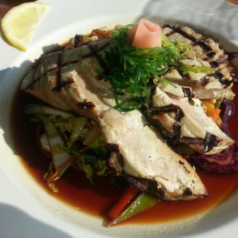 The Paper Canoe - Tuna over risotto and stir fry - Seafood Near Me - Duck, North Carolina The Paper Canoe - Tuna over risotto and stir fry - Seafood Near Me - Duck, North Carolina