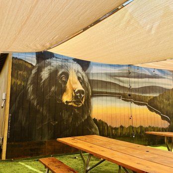 The Pub at Donner Lake - Bear mural on the patio - American Near Me - Truckee, California