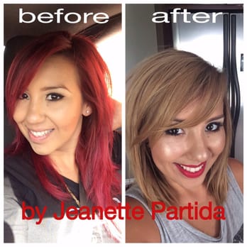 Jeanette Partida Stylist - She took me from long red hair to short and Blonde...I love it!!! - Hair Stylists Near Me - Chino, California