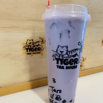 Tiger Tea House - Taro milk Tea half sweet - Bubble Tea Near Me - Hanford, California Tiger Tea House - Taro milk Tea half sweet - Bubble Tea Near Me - Hanford, California