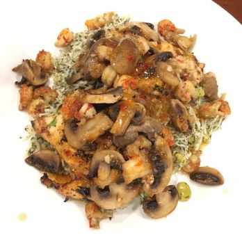 Garson Restaurant - Chicken LaForet - grilled chicken breast, mushrooms, crawfish with jalapeño sweet sauce over dill rice - Persian/Iranian Near Me - Houston, Texas