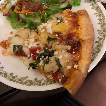 Benjamin's Pizza Kitchen & Bar - House salad with house dressing Mediterranean Pizza - Pizza Near Me - Roanoke, Texas