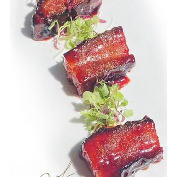Chef Dan Lane’s Culinary Experience - Candy apple glazed smoked pork belly - Personal Chefs Near Me Chef Dan Lane’s Culinary Experience - Candy apple glazed smoked pork belly - Personal Chefs Near Me