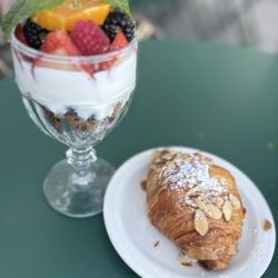 Urth Caffe - The Urth Parfait & almond croissant