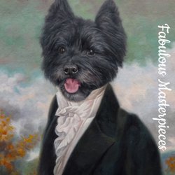 Fabulous Masterpieces - Hand painted dog in a suit by professional artists at Fabulous Masterpieces. Oil on canvas.