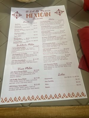 Menu photo 1 El Sol De Mexico Kerrville, TX