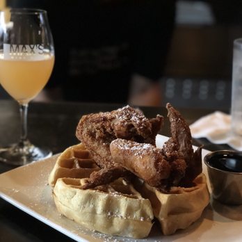 MAX's Wine Dive - Wing and Waffle with OJ mimosa - Wine Bars Near Me - Houston, Texas MAX's Wine Dive - Wing and Waffle with OJ mimosa - Wine Bars Near Me - Houston, Texas