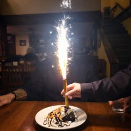 Complimentary Birthday Mudd Pie with sparkling candle. Complimentary Birthday Mudd Pie with sparkling candle.