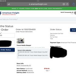 American Freight Furniture, Mattress, Appliance - Crossed out personal information