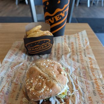 Harvey's - Angus burger combo, with onion rings and a large Diet Pepsi - Burgers Near Me - Mississauga, Ontario Harvey's - Angus burger combo, with onion rings and a large Diet Pepsi - Burgers Near Me - Mississauga, Ontario
