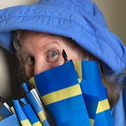 Scandinavian Language Institute - SLI Director with Swedish Flags!