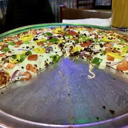 Over the Moon Pub and Pizza - Veggie Pizza with roasted garlic