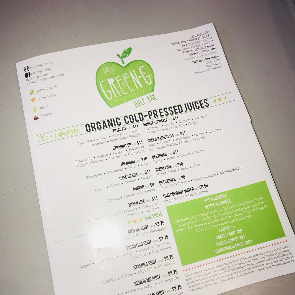Green G - Juice Bars & Smoothies Near Me - Miami, Florida Green G - Juice Bars & Smoothies Near Me - Miami, Florida