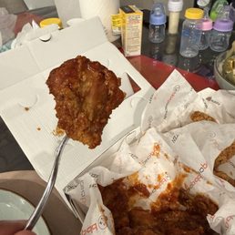 Half and half chicken. The quality is not good. They also forgot pickled radish. Do not order from this location. You will be disappointed. Half and half chicken. The quality is not good. They also forgot pickled radish. Do not order from this location. You will be disappointed.