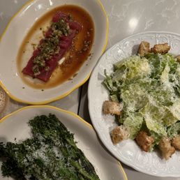 Tuna Crudo, Broccolini, & Ceaser Salad