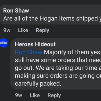 Heroes Hideout - Asking for shipping update - Toy Stores Near Me - Albany, New York