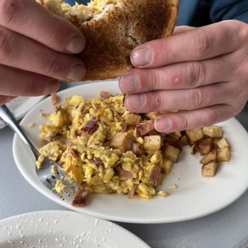 Ardmore Station Cafe - The scramble (scrambled eggs add cheddar onions pork roll) - Breakfast & Brunch Near Me - Ardmore, Pennsylvania