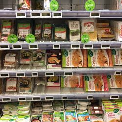 Bio c' Bon - Selection of vegetarian and vegan "meats" & "cheeses."