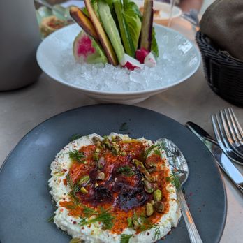 Ema - Spicy whipped feta with fresh veggies - Mediterranean Near Me - Austin, Texas