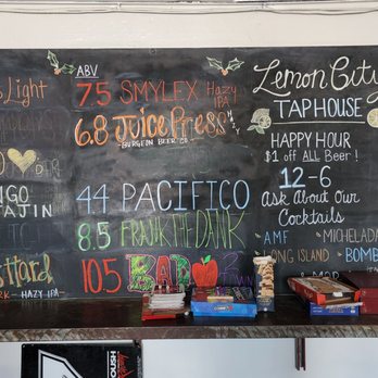 Lemon City Taphouse - Chalk Board Menu 7/01/22 - Pubs Near Me - Lemon Grove, California