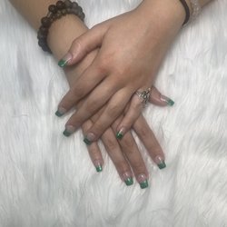 Handy's Nail Salon - Sparkly Green french tips