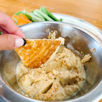 Slowpokes - Hummus Plate with cauliflower pita chips - Coffee & Tea Near Me - Houston, Texas Slowpokes - Hummus Plate with cauliflower pita chips - Coffee & Tea Near Me - Houston, Texas