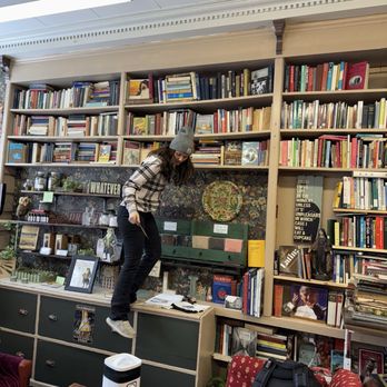 The Letter and Leaf - Our store manager getting to the hard to reach spots. - Used Bookstore Near Me - Camden, New York The Letter and Leaf - Our store manager getting to the hard to reach spots. - Used Bookstore Near Me - Camden, New York