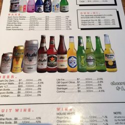 Nishiki Japanese Restaurant - Alcoholic drink menu