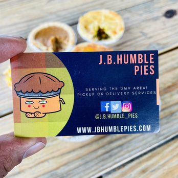J.B.Humble Pies - a hand holding a business card - Caterers Near Me - Washington, DC, District of Columbia