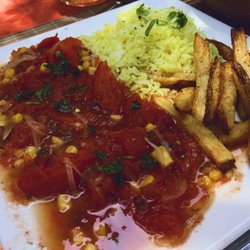 Chancho Seis - Tomatican con arroz y papas fritas