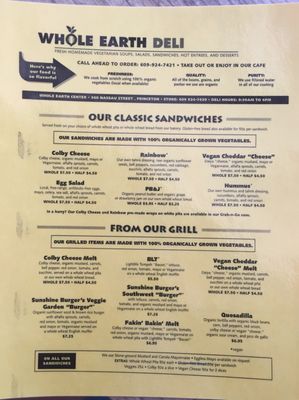 Menu photo 4 Whole Earth Center Princeton, NJ