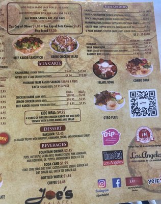 Menu photo 1 Joe's Falafel Los Angeles, CA