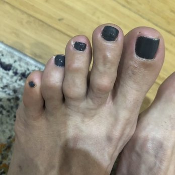 Pink Rose Nails Spa - This is an AFTER photo. You can see how little work she did and how crooked my nails are. - Nail Salons Near Me - Brooklyn, New York