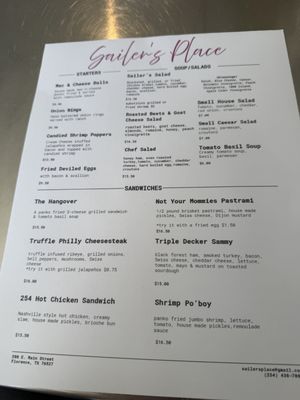 Menu photo 1 Sailer’s  Place Cafe & Bakery Florence, TX