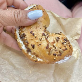 Blue Elephant Café - Cream cheese on a everything bagel - Cafes Near Me - Los Angeles, California Blue Elephant Café - Cream cheese on a everything bagel - Cafes Near Me - Los Angeles, California