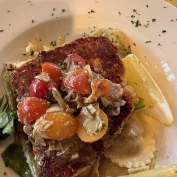 Side Door Cafe - Halibut special with mushrooms ravioli - New American Near Me - Gleneden Beach, Oregon Side Door Cafe - Halibut special with mushrooms ravioli - New American Near Me - Gleneden Beach, Oregon