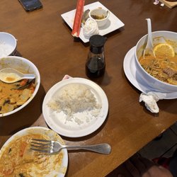 Chao Praya Thai Food - Pumpkin curry, sticky rice, & the "new" menu item I can't recall actual name of the dish, but it was outstandingly flavorful!!