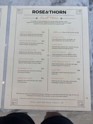 Menu photo 1 Rose & Thorn - CLOSED Denver, CO