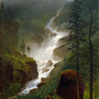 Figge Art Museum - Albert Bierstadt; Colorado Waterfalls; before 1902; oil on papeer mounted on canvas - Art Museums Near Me - Davenport, Iowa