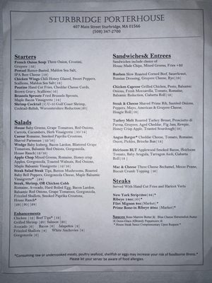 Menu photo 1 Sturbridge Porterhouse Sturbridge, MA