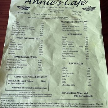 Annie's Cafe - Menu - Sandwiches Near Me - Cedar Key, Florida Annie's Cafe - Menu - Sandwiches Near Me - Cedar Key, Florida
