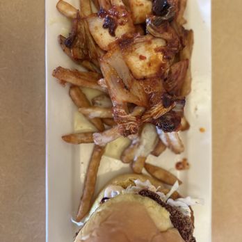 Lilikoi Lounge - $14 Shrimp Burger add $2 for Kim Chee Fries (so ono) - Breakfast & Brunch Near Me - Waianae, Hawaii